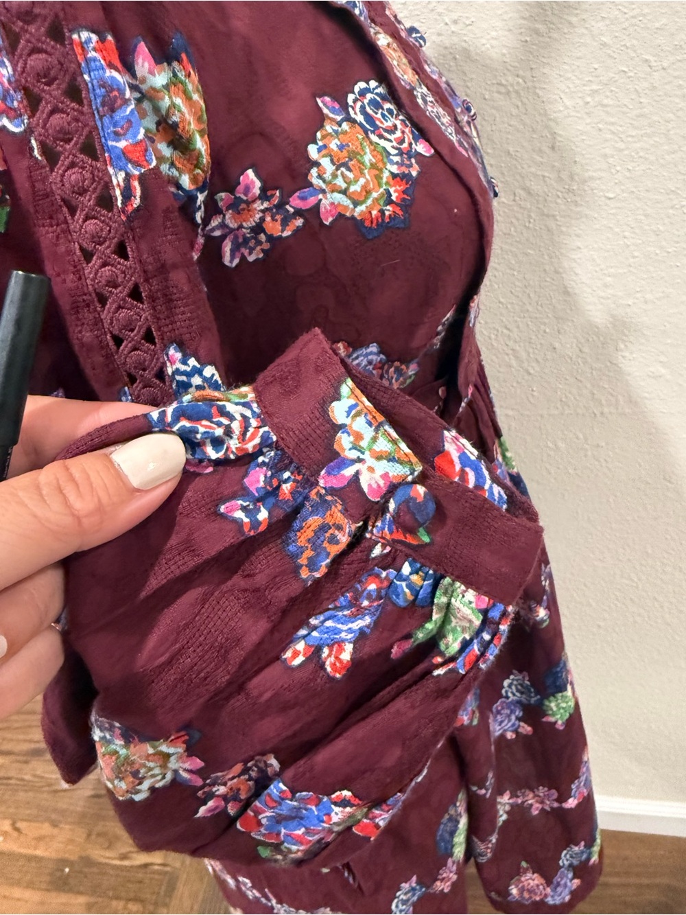 Anthropologie Plum Floral Long-Sleeve Dress - Picture 7 of 16